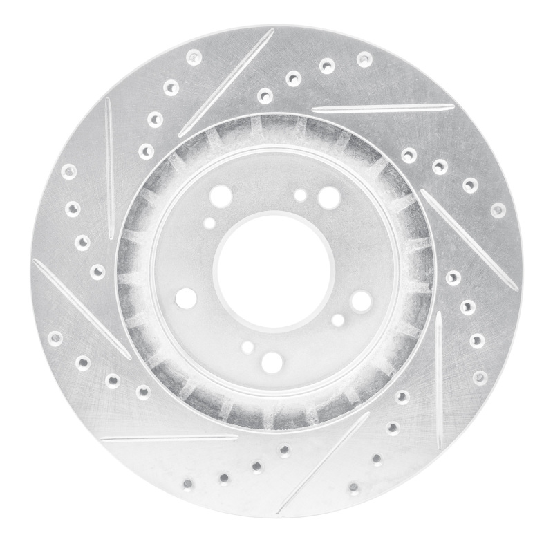 Acura NSX Brake Rotor (1) - Front Right - R1 Concepts - Drilled & Slotted - Silver - `97-`05